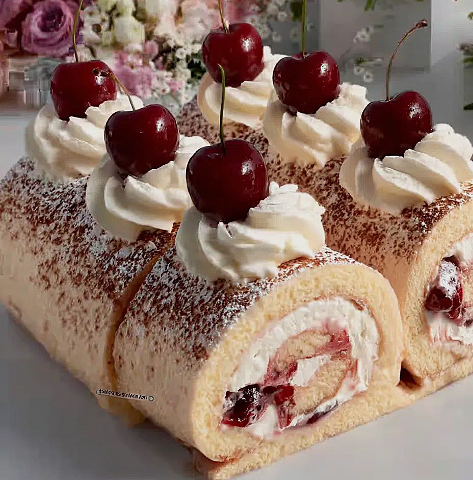 Cherry-Cream-Swiss Roll